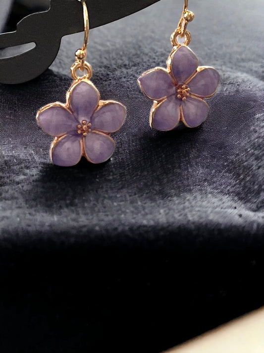 Stunning purple flower dangle earrings