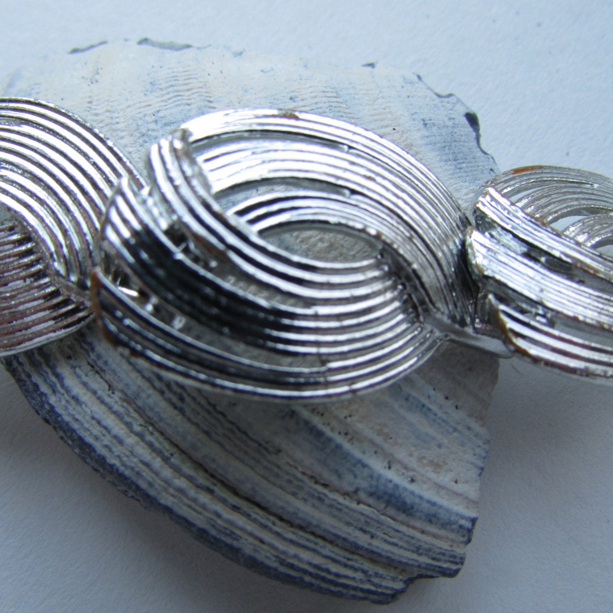 Oval panel bracelet - vintage - silvertone