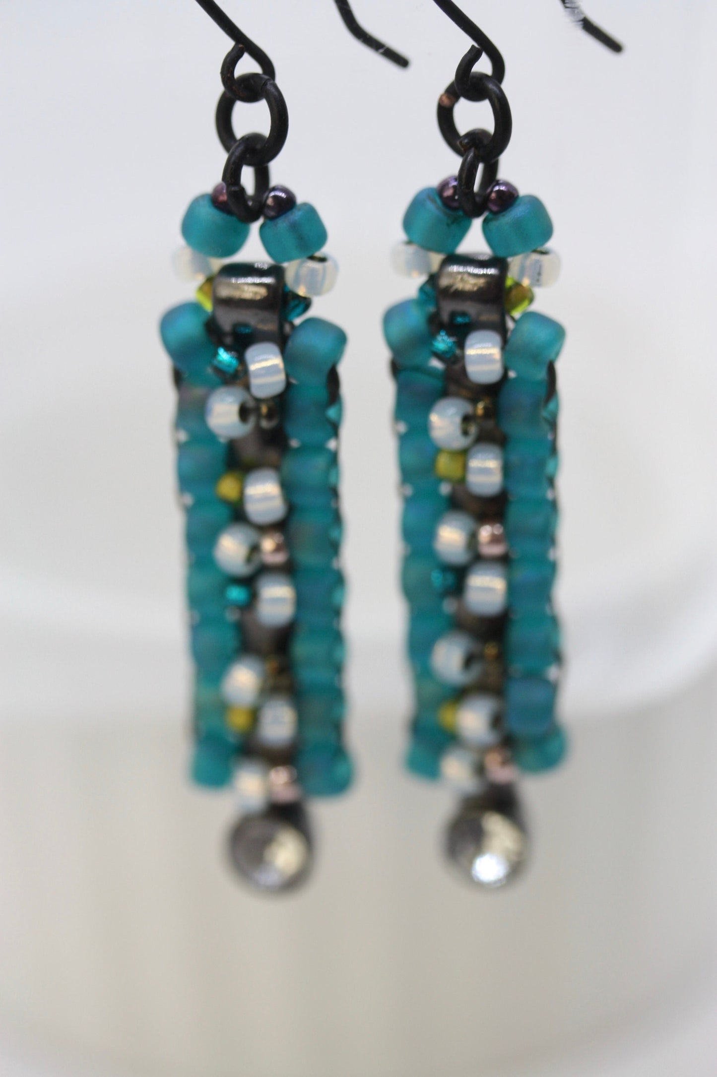 Unique Beaded bar earrings - yellow/goldtone theme