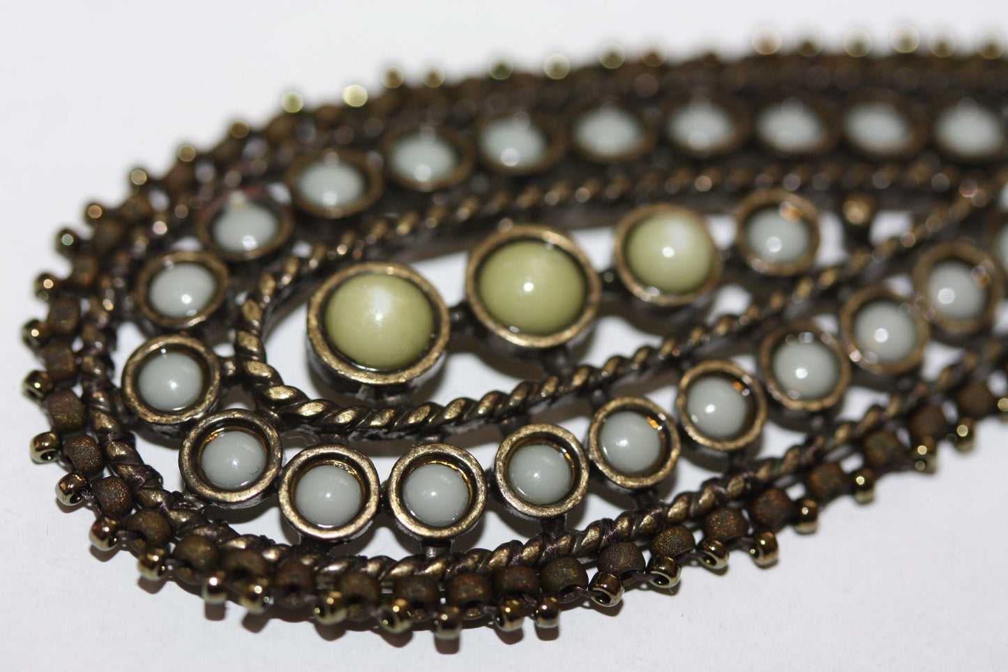 Boho chic timeless drop earrings with handmade beadwork - vintage and new components