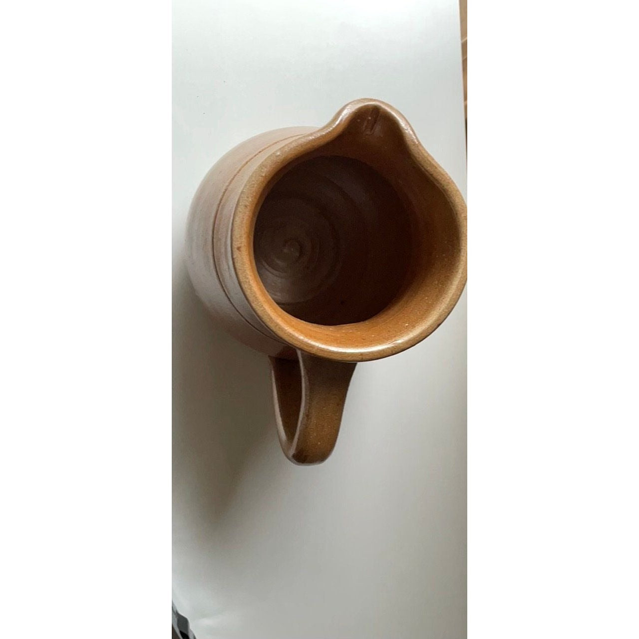 Stunning vintage primitive style terra cotta? pitcher - handmade, fabulous