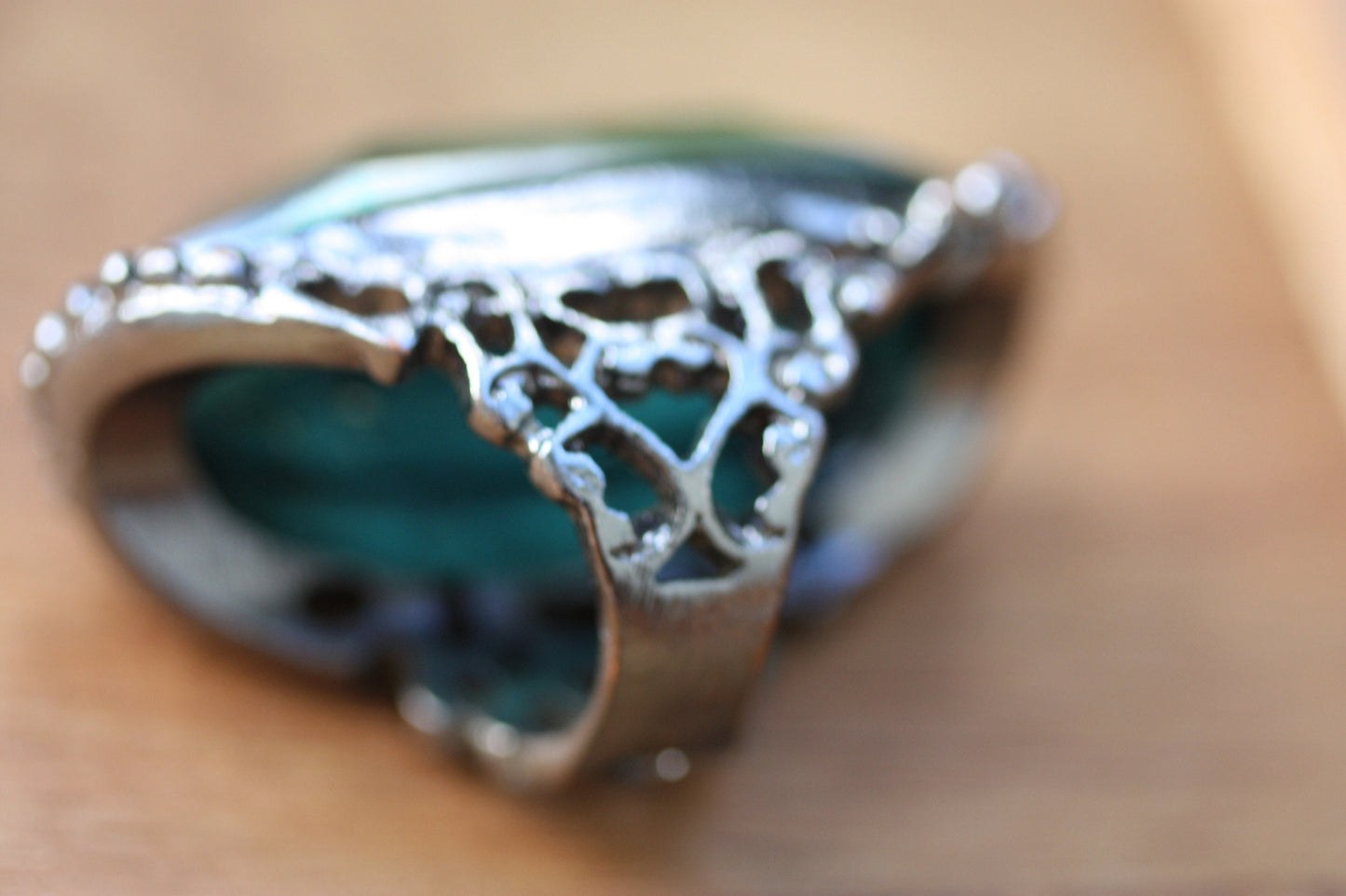Large green crystal vintage statement ring