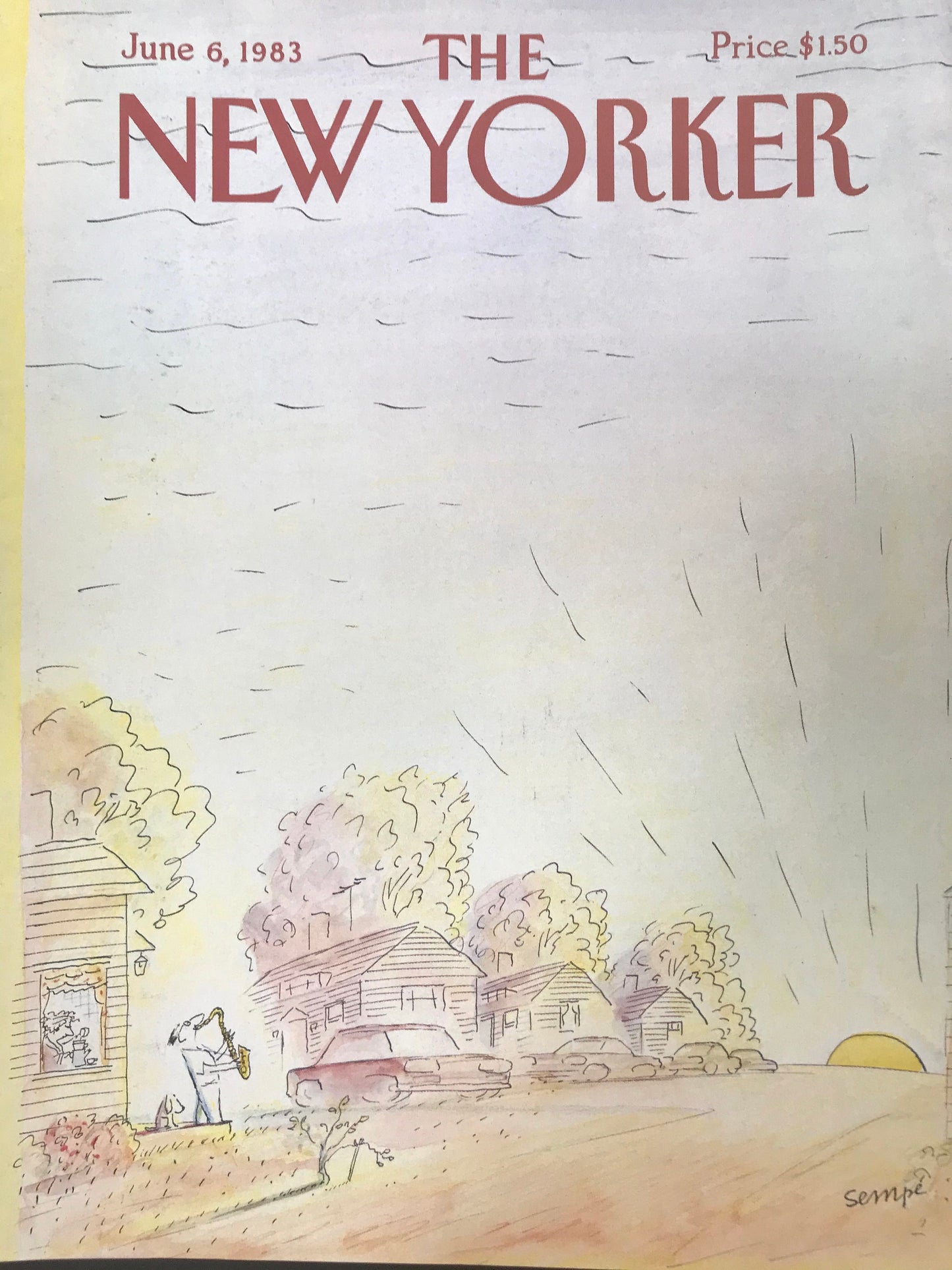 The NEW YORKER cover only - June 6, 1983 - Saxophone player