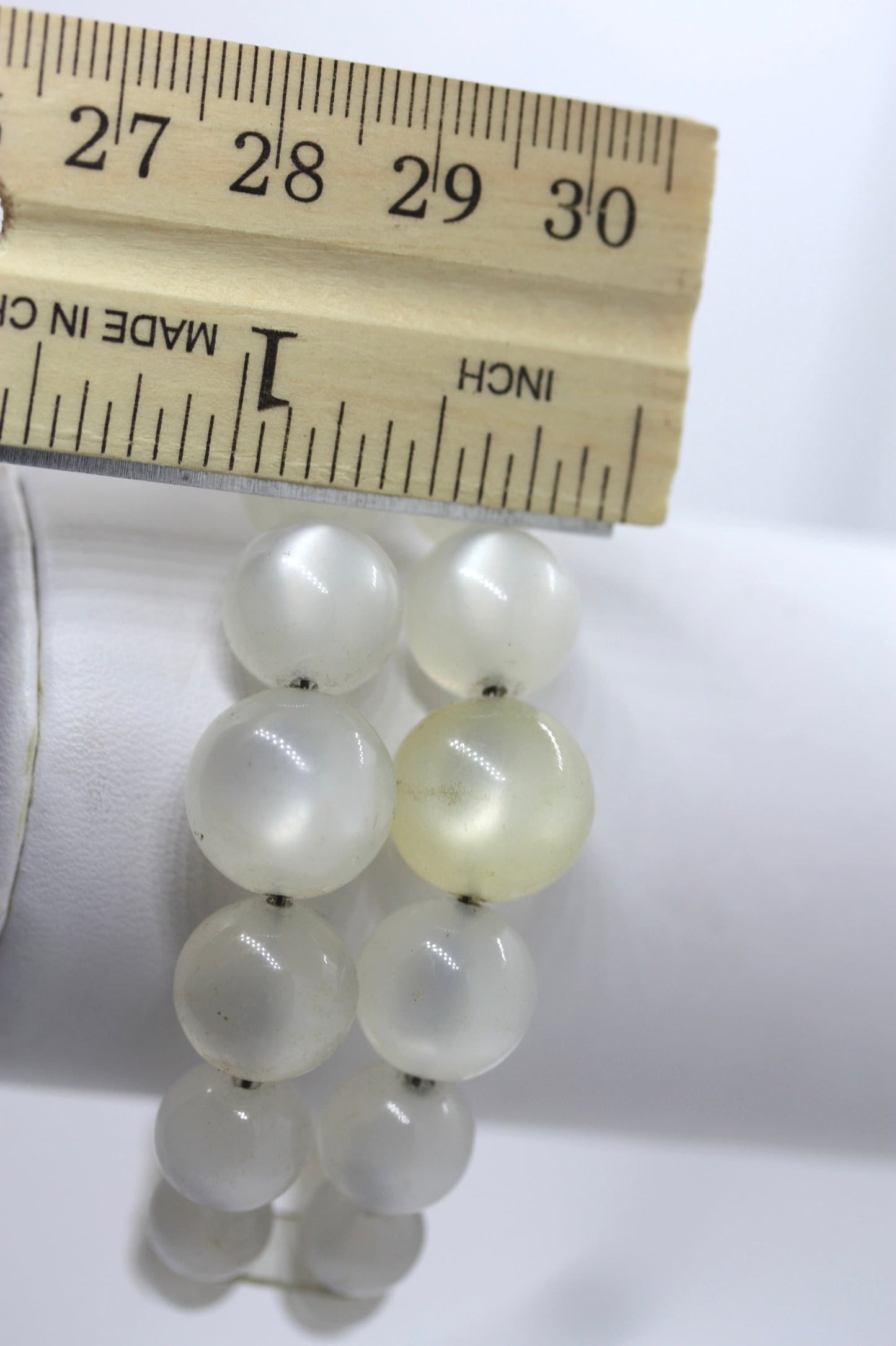 Vintage 1950s White Moonglow Lucite Memory Wire Cuff Bracelet | Mid Century Modern MCM Small to Medium Bangle