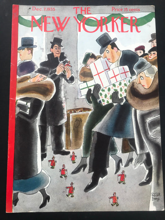The NEW YORKER Magazine very rare original cover - December 7, 1935 - Christmas shopping, wind up toys - by artist Robert Day