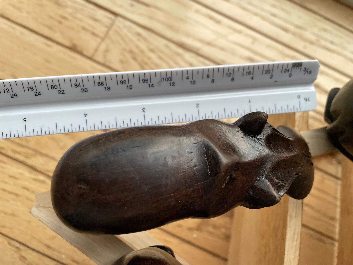 Amazing family of 5 solid high quality wood hippos - each hand carved in African with incredible artistry