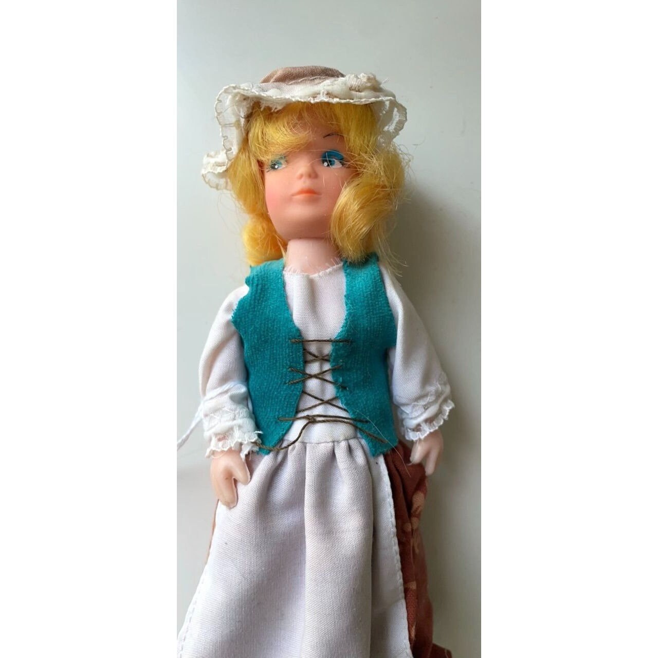 Vintage blonde hair collectible art doll figurine with hat - Made in Australia