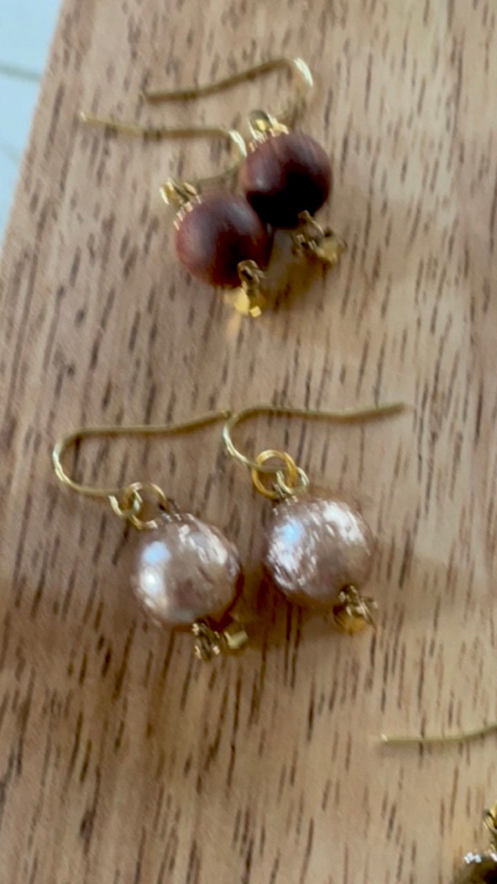 Your choice of handmade mixed material dangle earrings