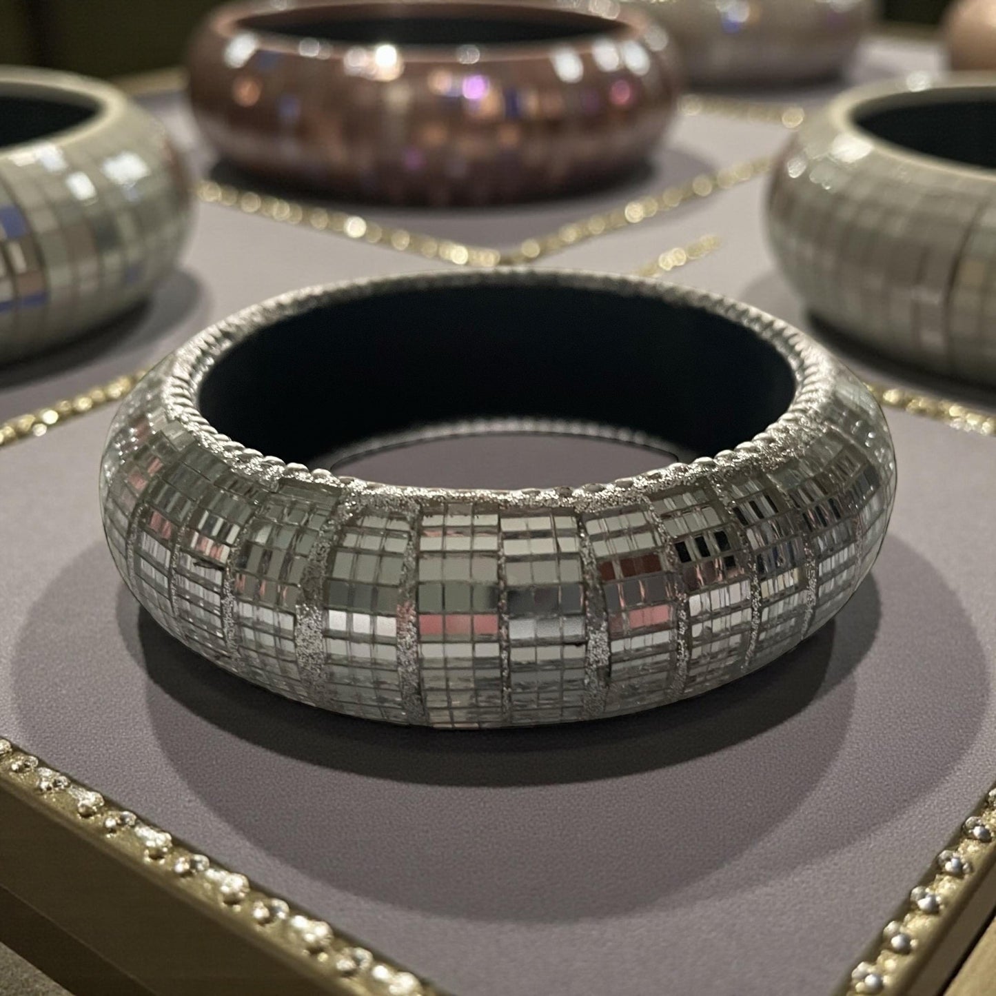Unique Silver Mirror Square Bangle - Reflective Disco Ball Style Bracelet - Trendy Geometric Jewelry for Women - Statement Fashion Accessory