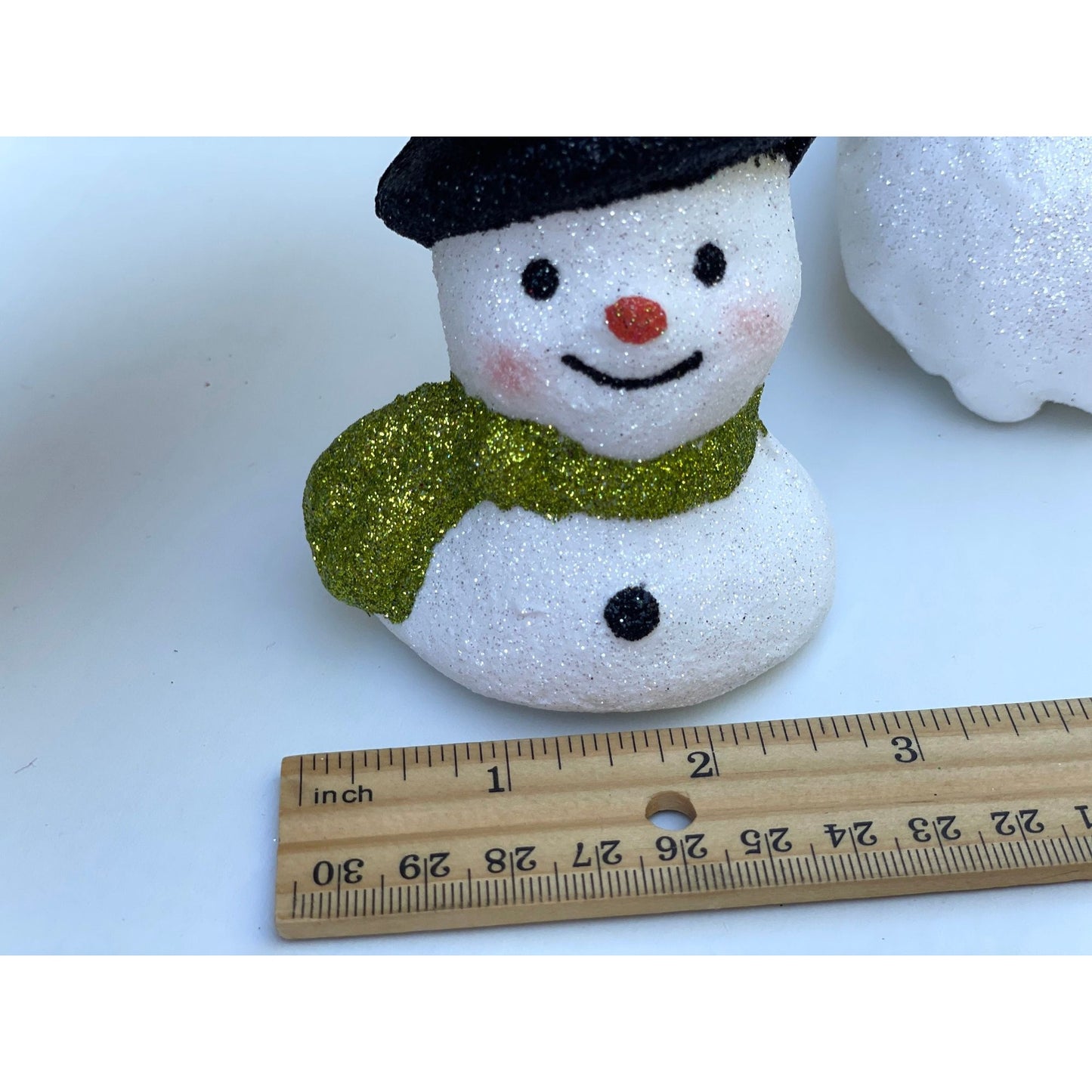 Vintage Santa Claus or Snowman glittered firm foam Christmas ornaments