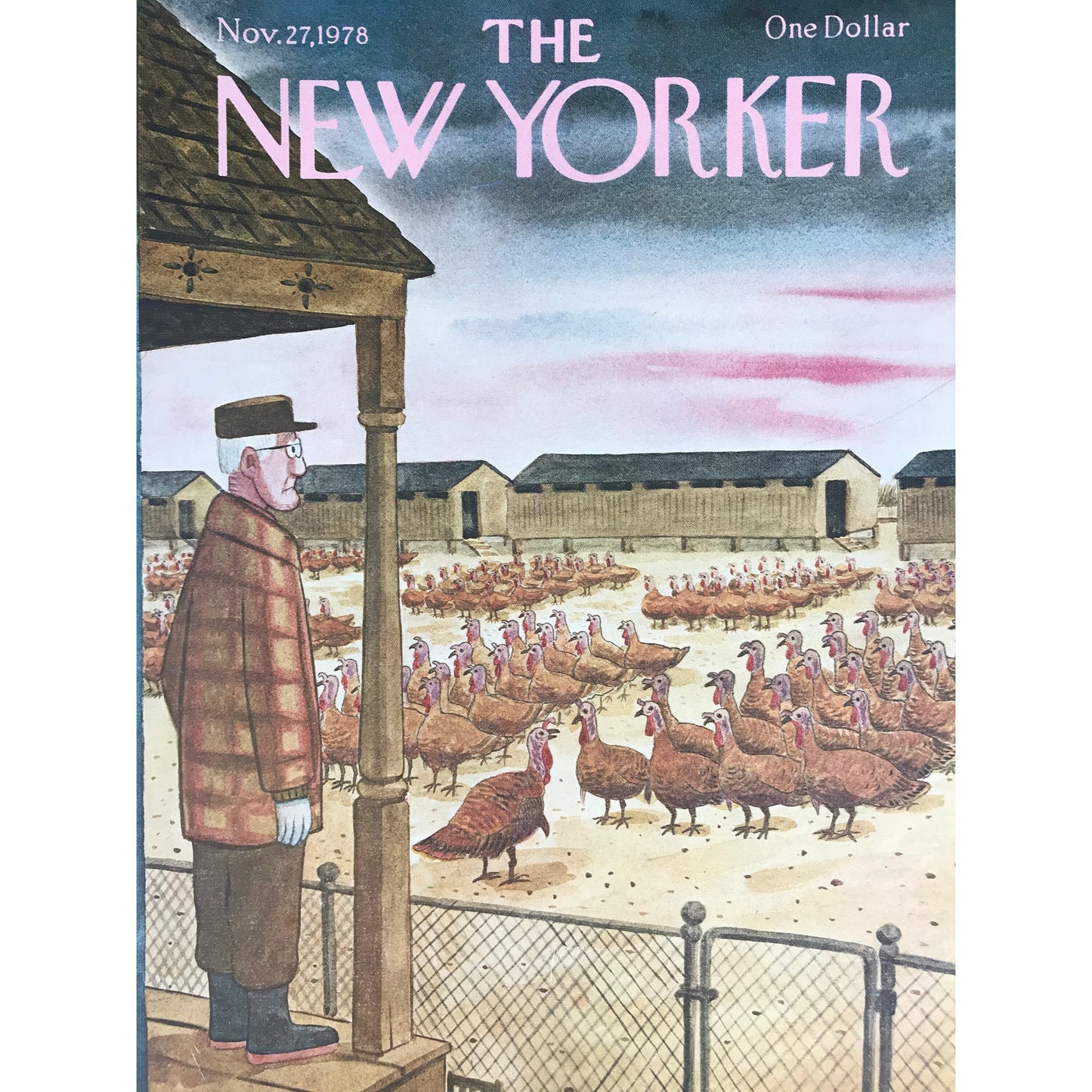 NEW YORKER Magazine cover - November 27, 1978 - turkeys