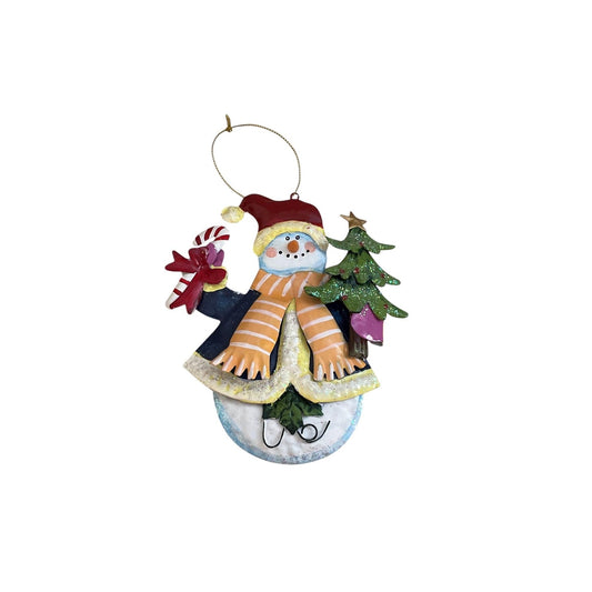 Metal Vintage Snowman Christmas Ornament, Festive Metal Holiday Decor, Cute Winter Tree Decoration