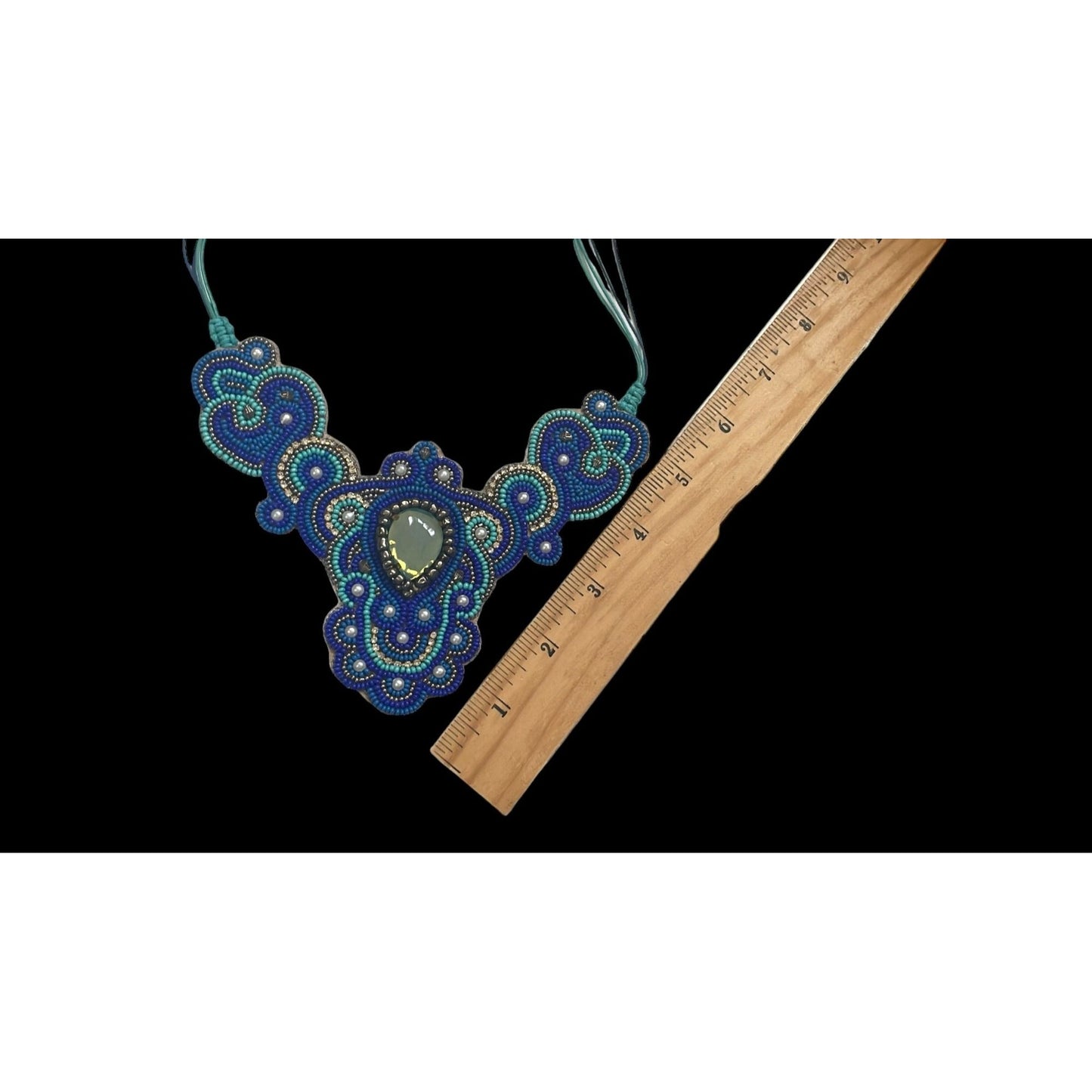 Stunning beadwork necklace with velvet felt backing