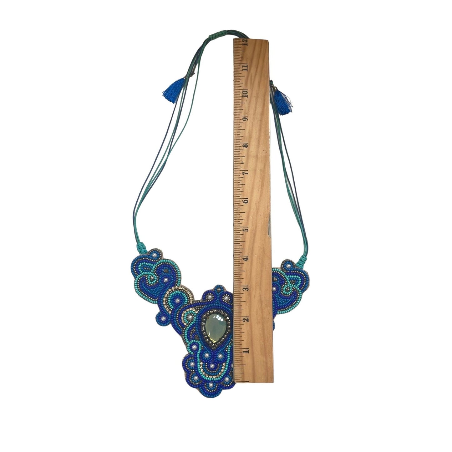 Stunning beadwork necklace with velvet felt backing