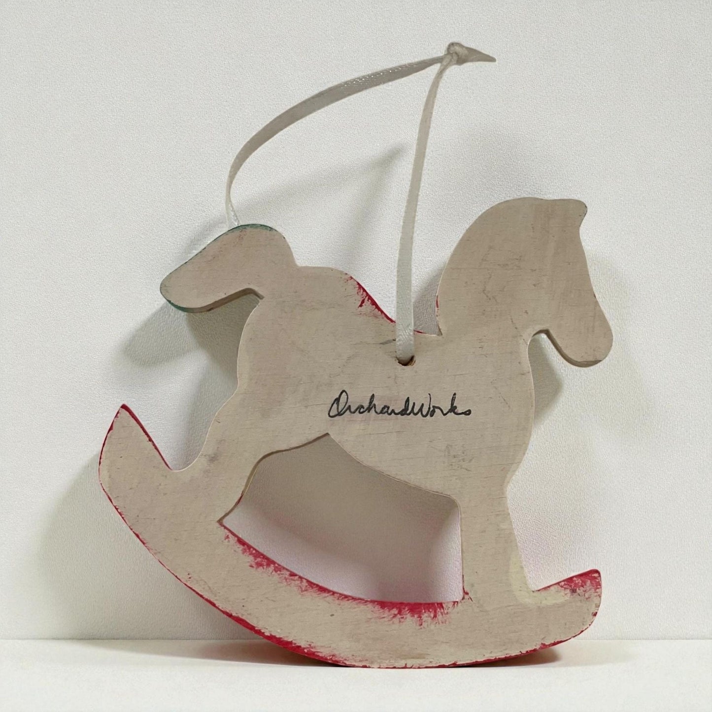 Rustic Wooden Christmas Ornament Set of 4 – Santa Face, Teddy Bear Stocking & Rocking Horses – Holiday Tree Decorations