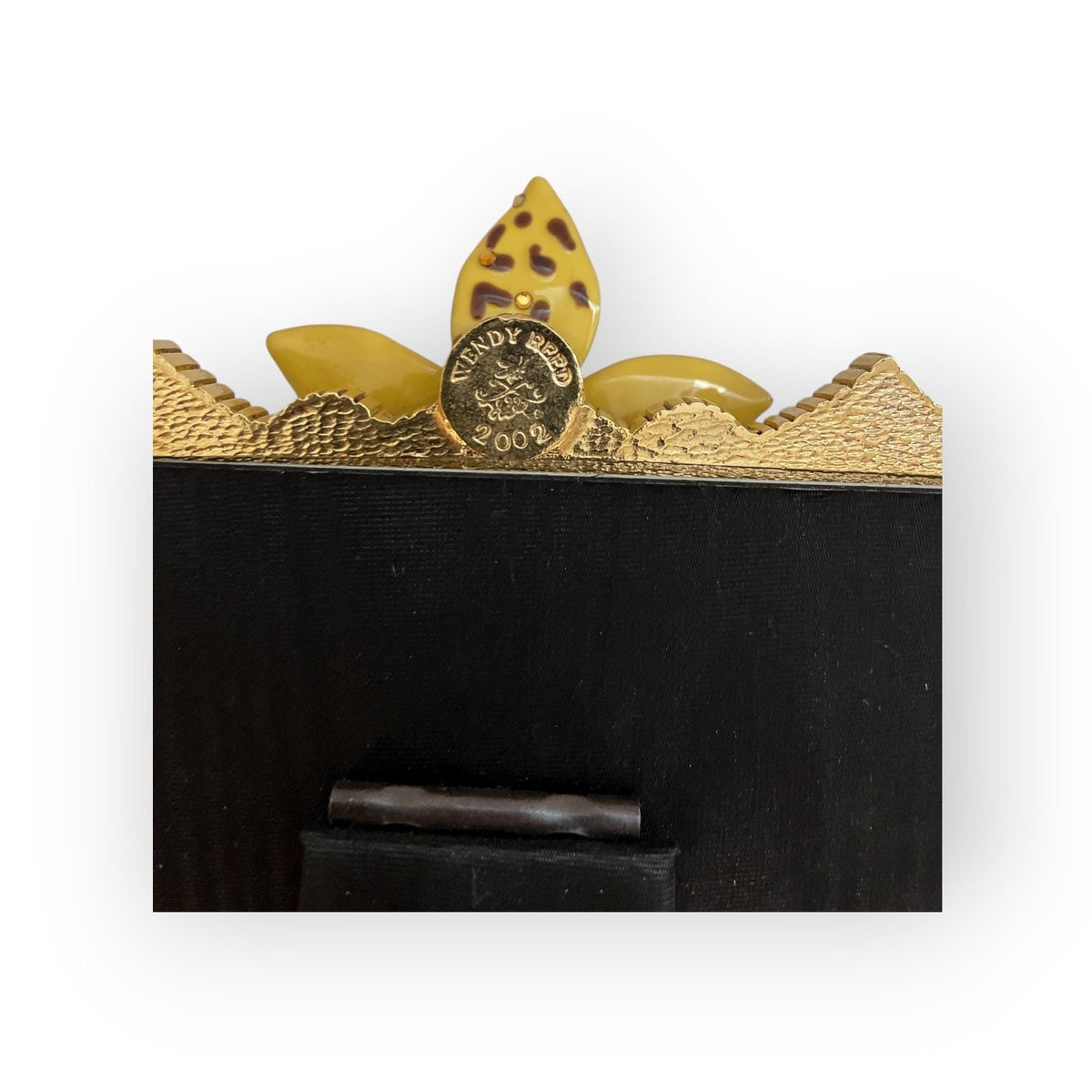 Wendy Reed 2002 Picture Frame – Yellow Hand-Enameled Swarovski Crystal Frame, 22K Gold Finish, Vintage Luxury Decor - NEVER USED, Very Rare