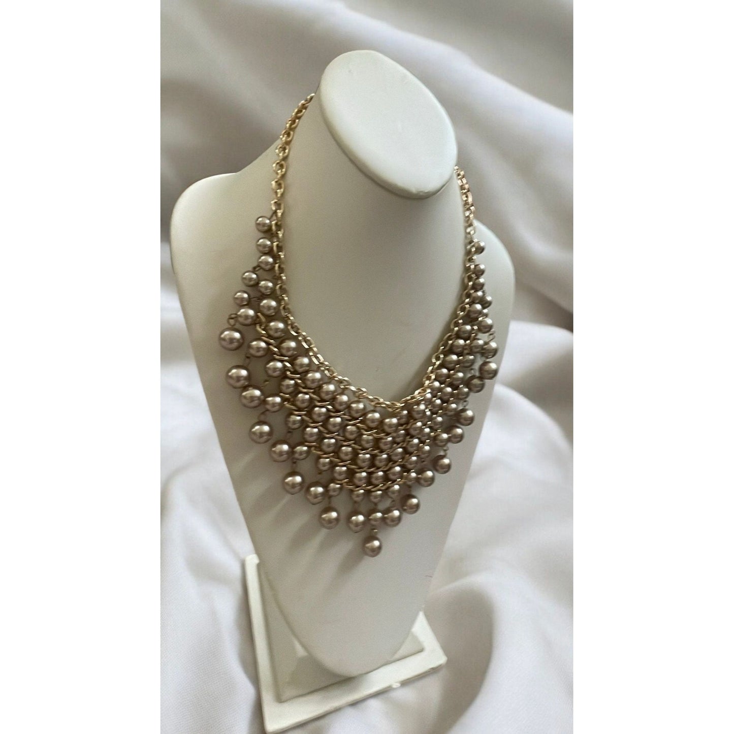 Stunning vintage multi strand, layered gold pearl necklace