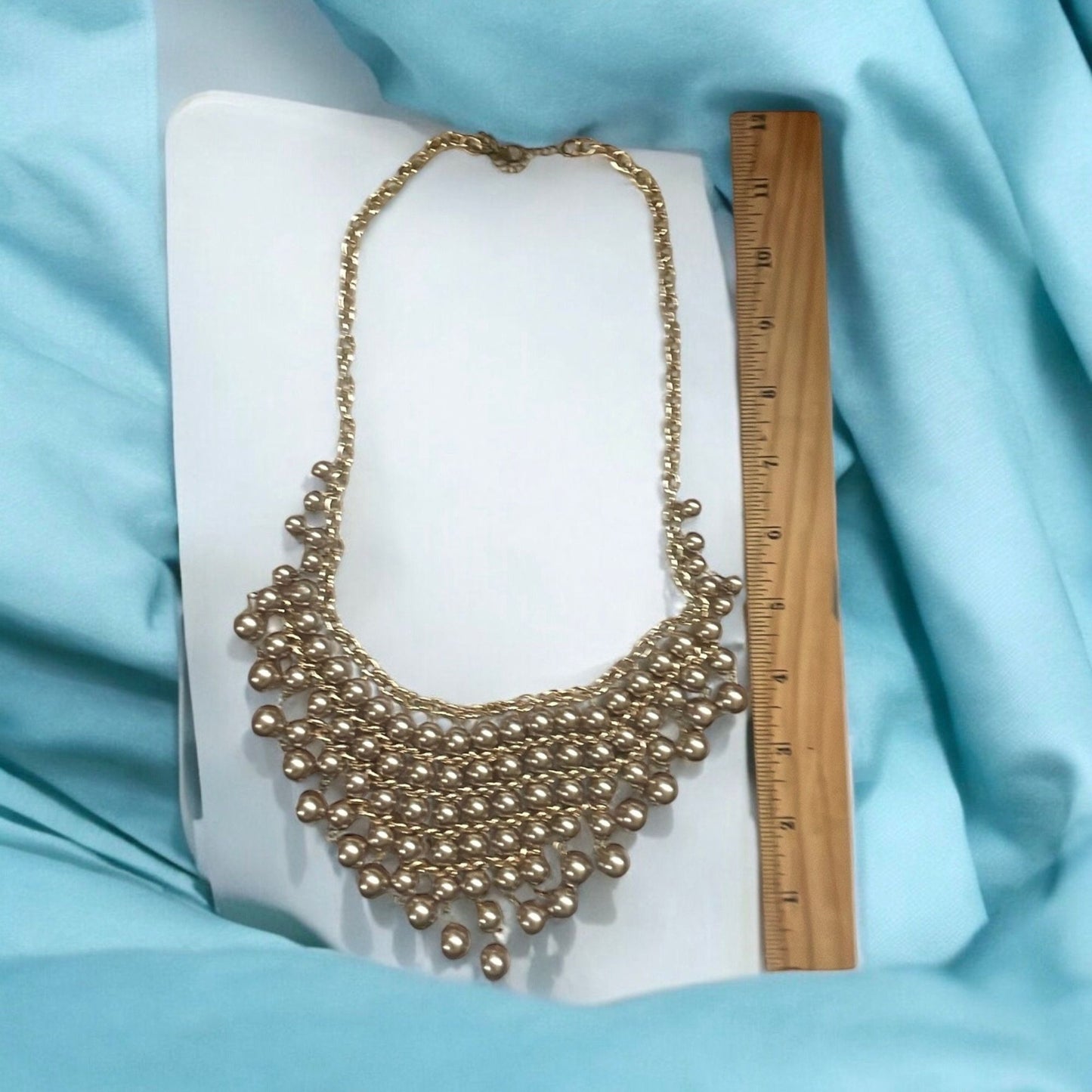 Stunning vintage multi strand, layered gold pearl necklace