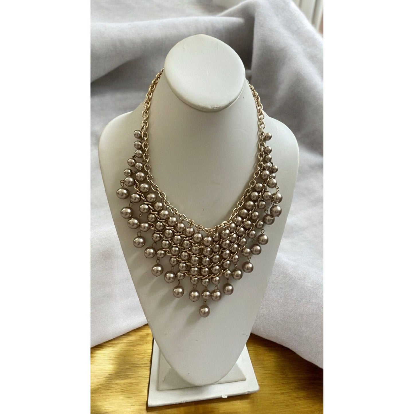 Stunning vintage multi strand, layered gold pearl necklace