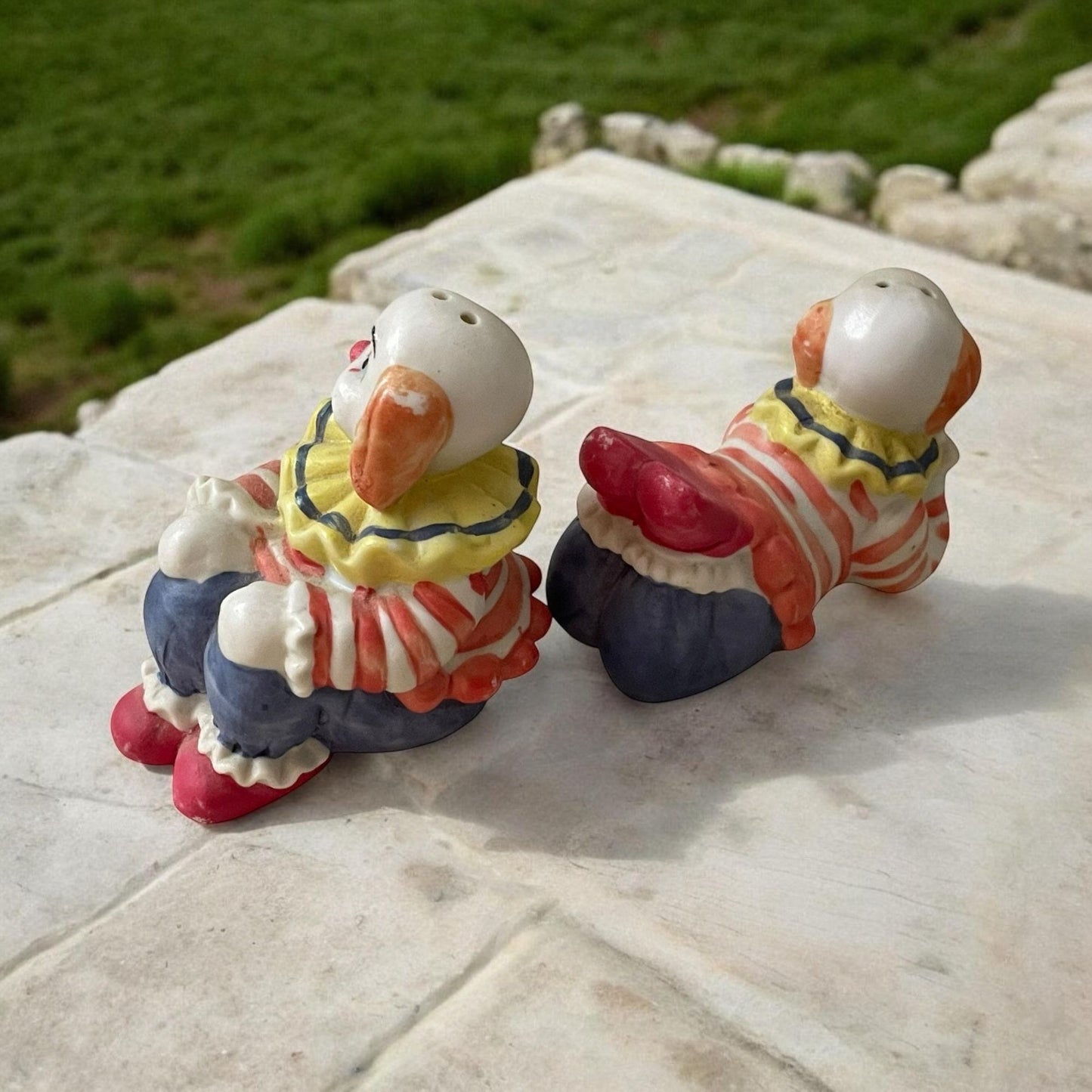 Albert E. Price Vintage Porcelain bisque Clown Salt and Pepper Shaker Set