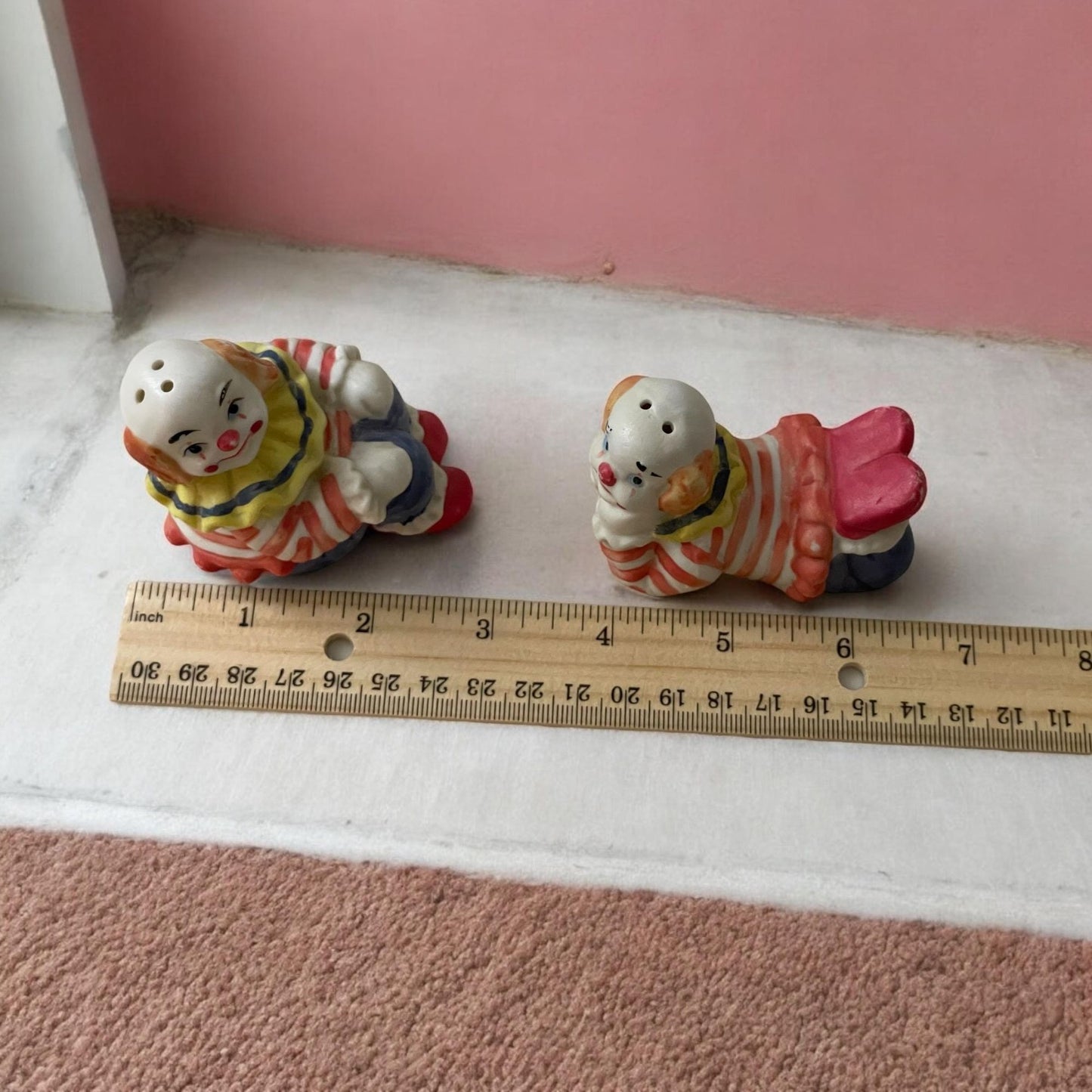 Albert E. Price Vintage Porcelain bisque Clown Salt and Pepper Shaker Set