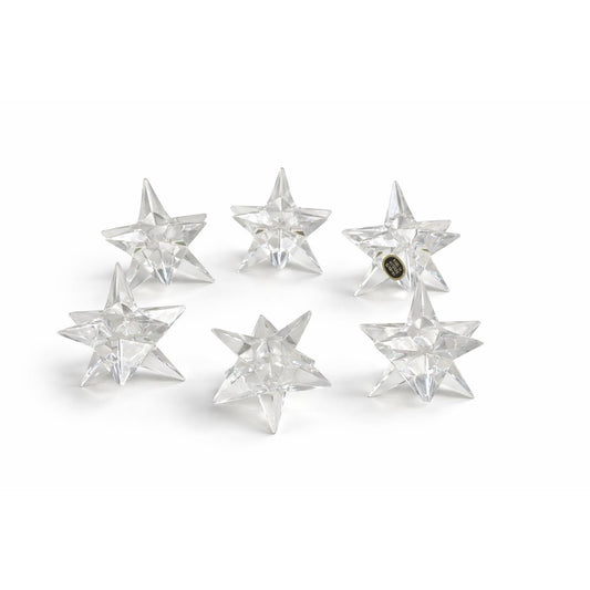 Vintage 9-Point Clear Crystal Star Candlestick Holders | Set of 6 | Made in Germany | Mid Century Modern Starburst Decor