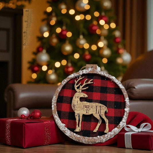 Plaid Red Wood Kurt Adler Christmas Ornament – Vintage Holiday Tree Decor