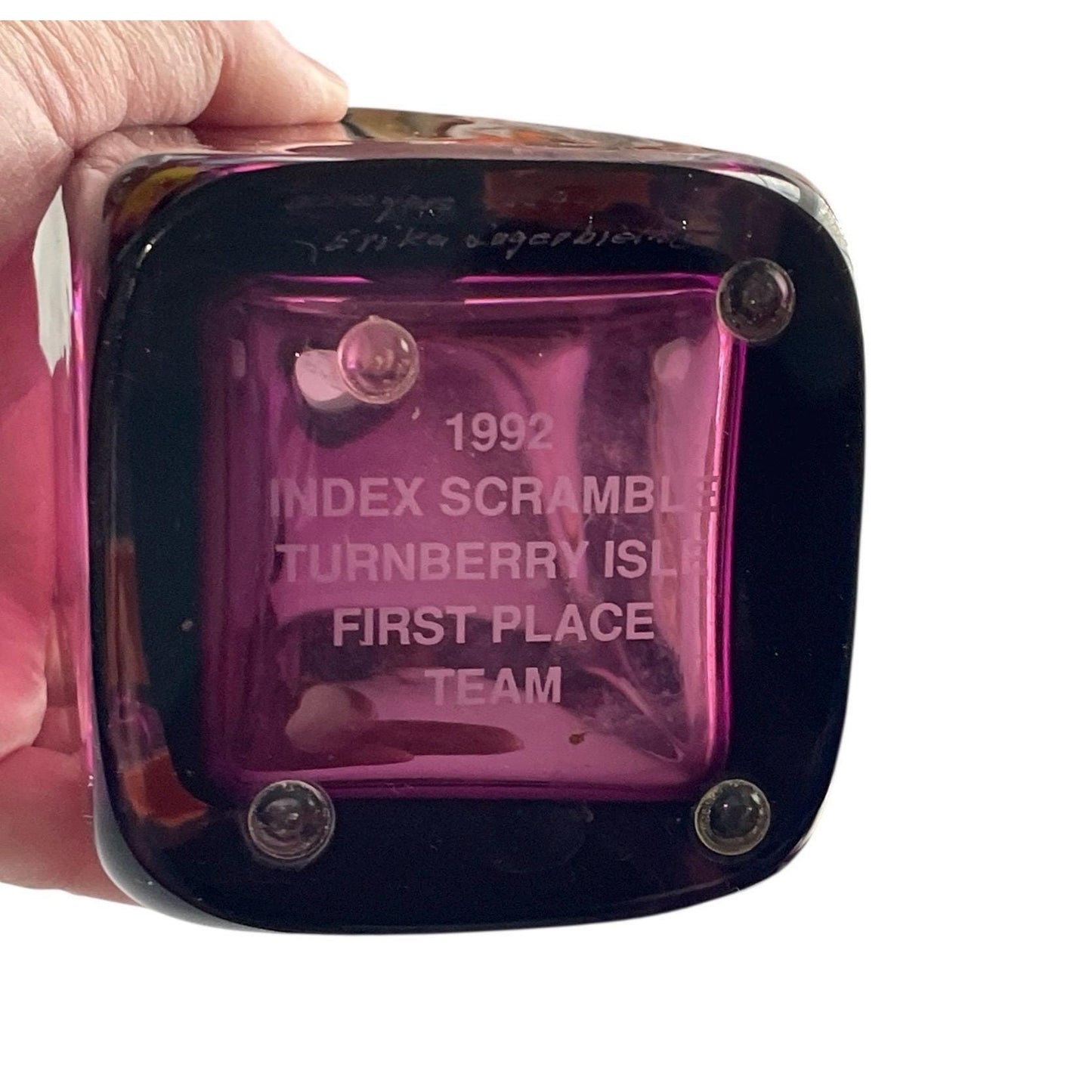 Orrefors Sweden Art Glass Vase by Erika Lagerbielke, Amethyst & Amber, Signed 1992 Scandinavian Design