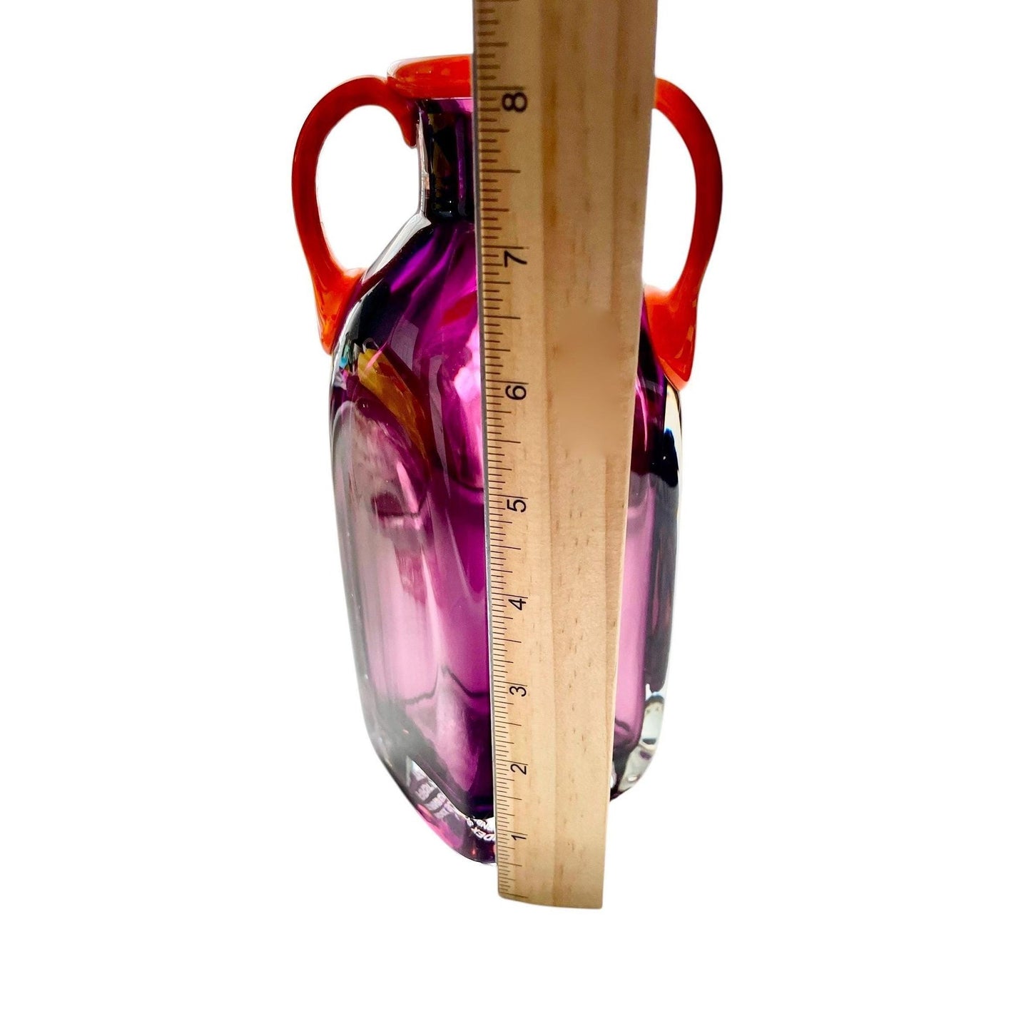 Orrefors Sweden Art Glass Vase by Erika Lagerbielke, Amethyst & Amber, Signed 1992 Scandinavian Design