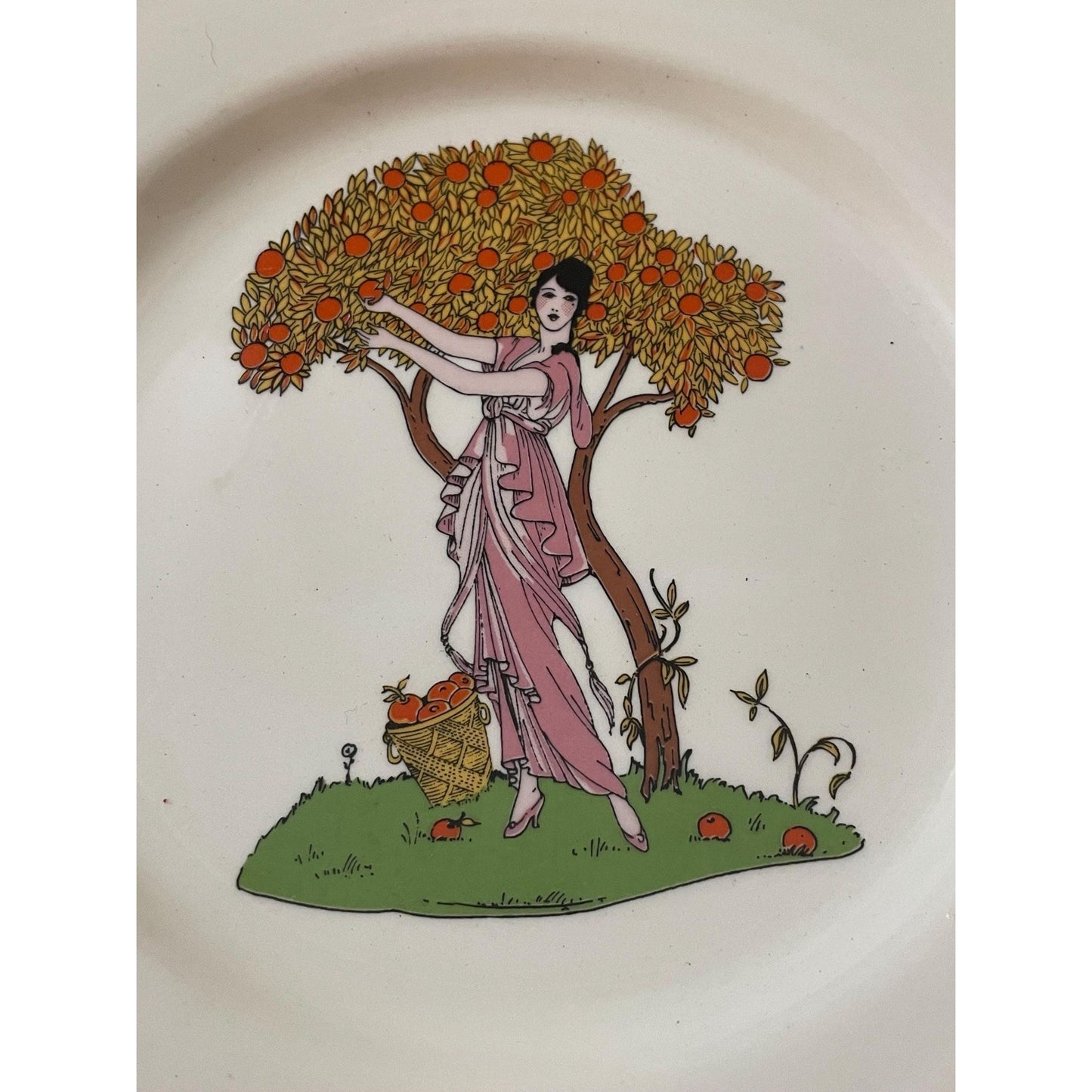 RARE Set of 5 JKW Bavaria Western Germany art deco women plates - wall plates, decorative plates, collectible plates