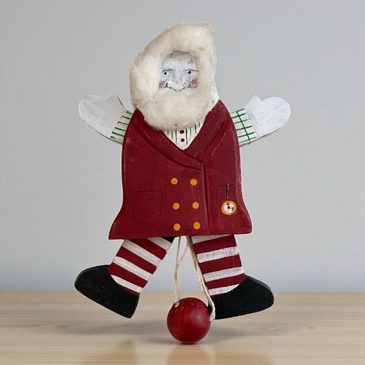 Vintage Silvestri Santa Pull Toy Ornament – Retro Christmas Collectible