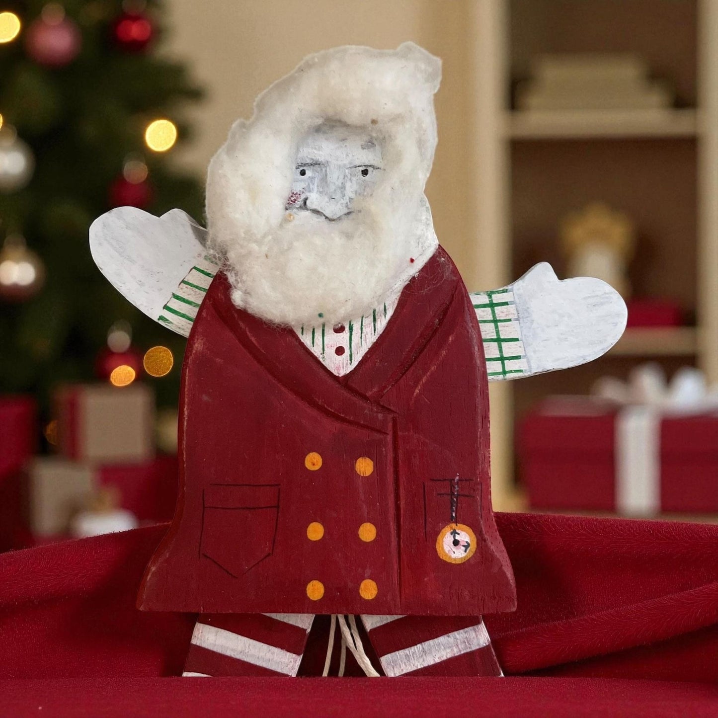 Vintage Silvestri Santa Pull Toy Ornament – Retro Christmas Collectible