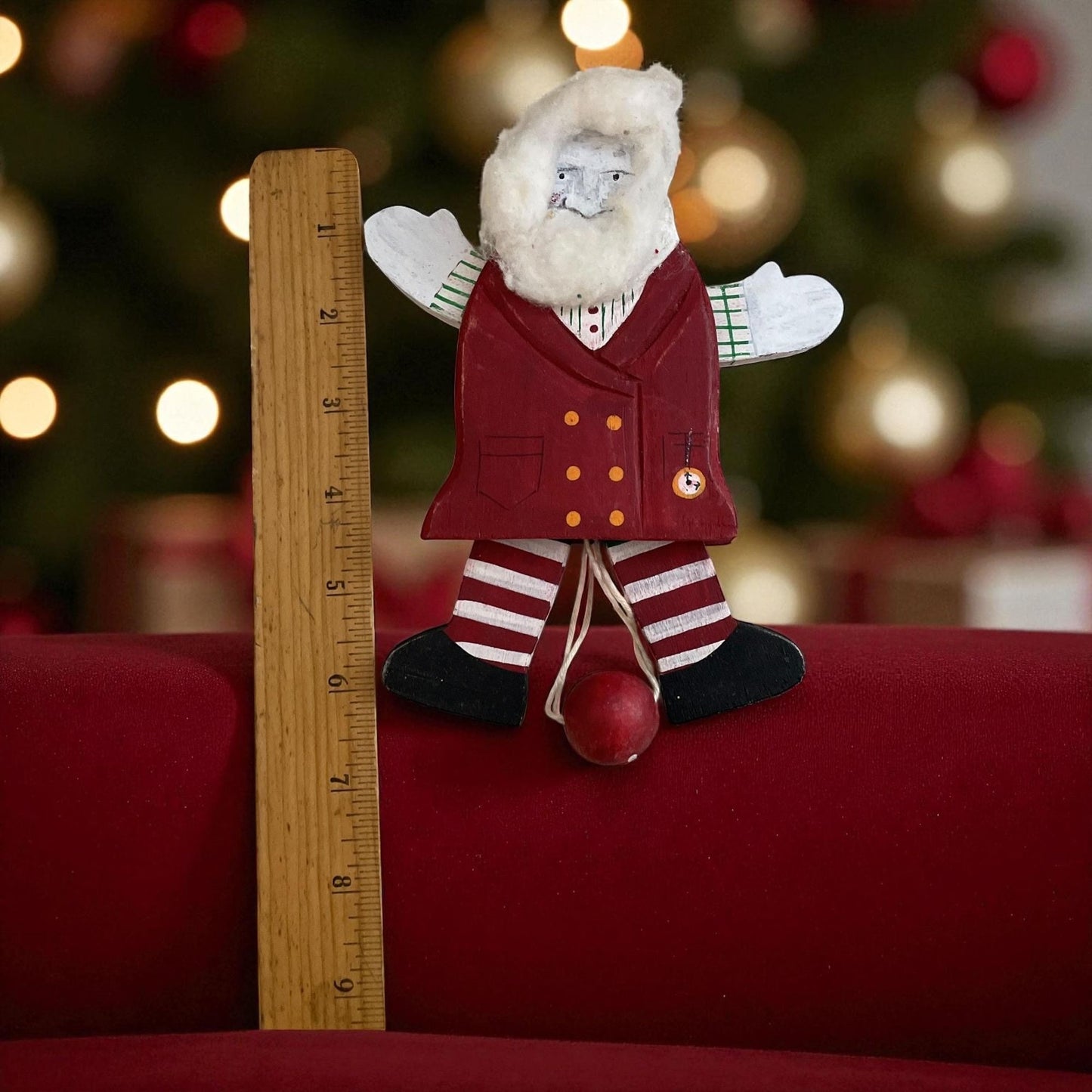 Vintage Silvestri Santa Pull Toy Ornament – Retro Christmas Collectible