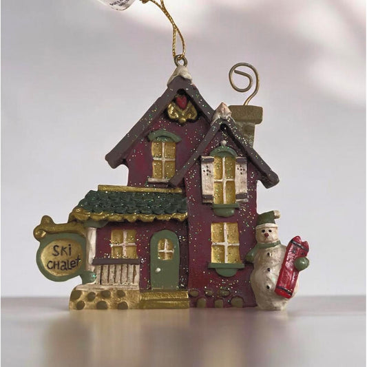 Kurt S. Adler Vintage Ski Chalet Christmas Ornament – Alpine Cabin Holiday Decor