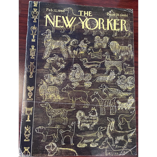 NEW YORKER Magazine cover - February 12, 1966 - DOGS, puppies