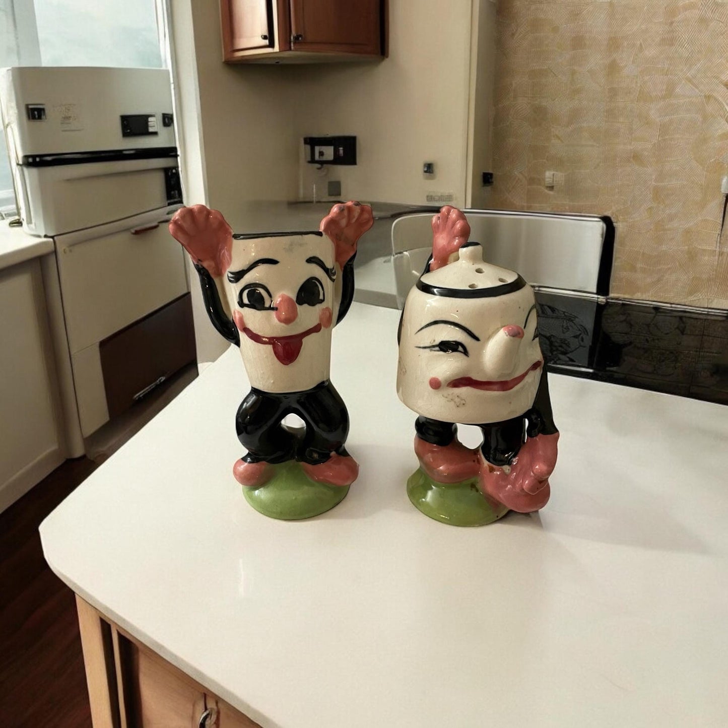 Vintage Japan anthropomorphic Mid Century Modern salt and pepper shakers