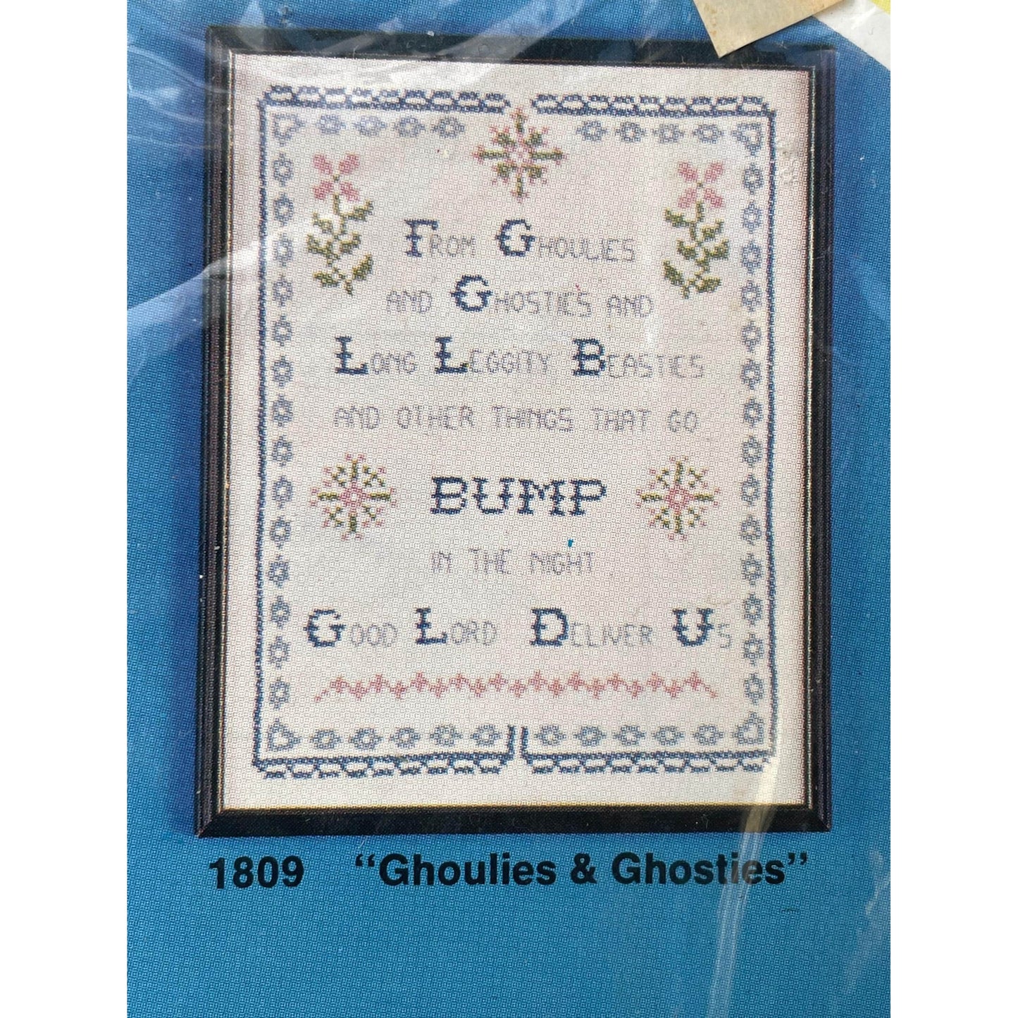 Vintage Wonder Art Linen Sampler Making Embroidery Kit 1809 "Ghoulies and Ghosties" - Ghouls and Ghosts