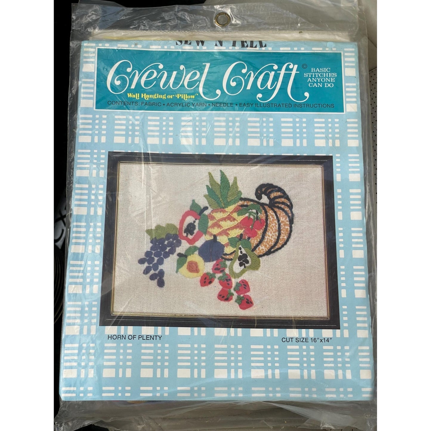 Vintage Sew 'N Tell Horn of Plenty Crewel Craft Kit