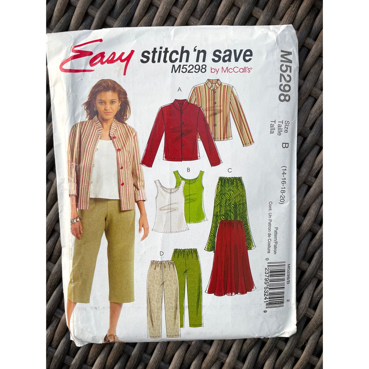 UNCUT Sewing Pattern - EASY Stitch 'N Save by McCall's M5298 Tank top, Jacket, Skirt & Pants - Sizes 14, 16, 18 and 20