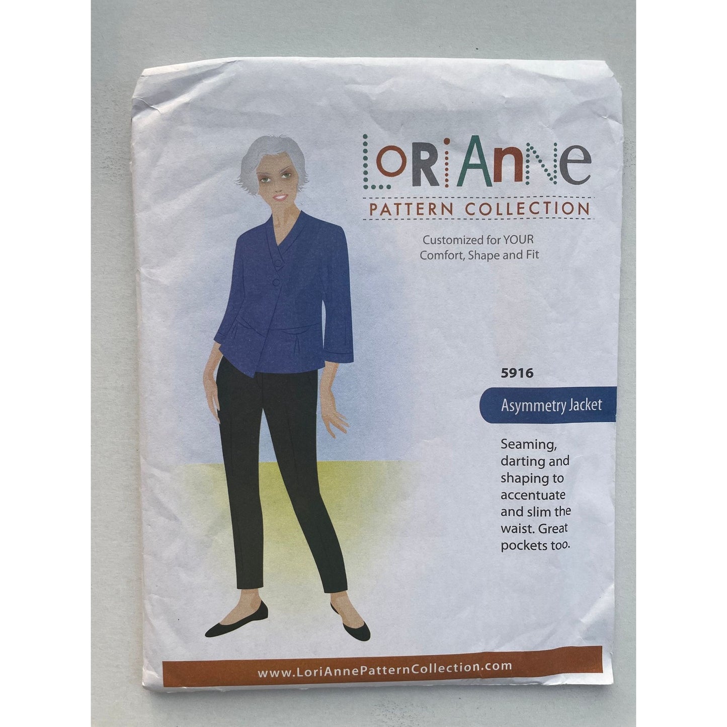 UNCUT Sewing Pattern - LoriAnne Patterns 5916. Asymmetry Jacket. All Sizes